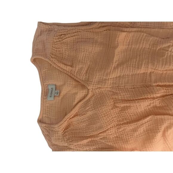 Evereve Peach Coral Colored Connor Smocked V Neck Top, light feel, sleeveless to - Picture 2 of 5